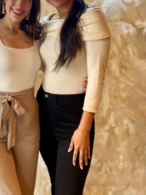 Express Cream Off the Shoulder Bodysuit